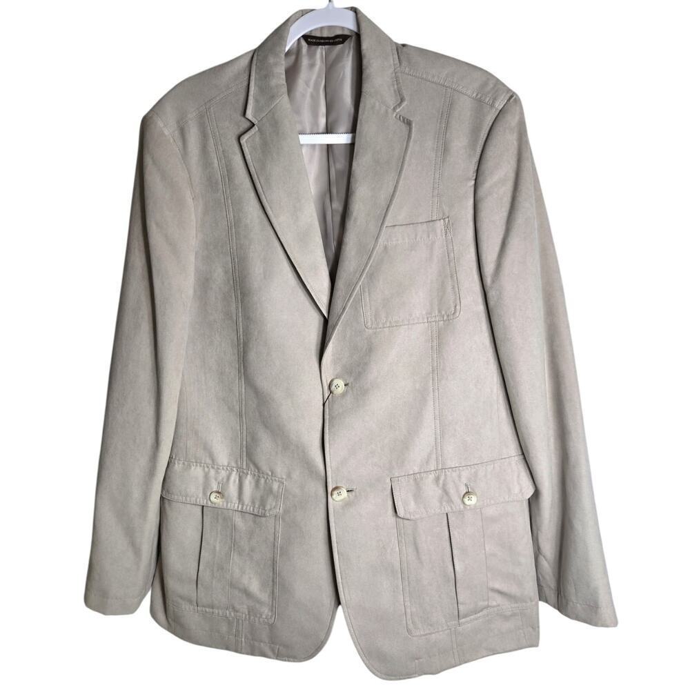 Perry Ellis Mens Faux Suede Sport Coat size 42R Holiday Fall Winter Business